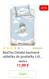 BedTex Detské bavlnené obliečky do postieľky Little Prince modrá, 100 x 135 cm, 40 x 60 cm