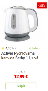 Activer Rýchlovarná kanvica Bethy 1 l, sivá