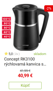 Concept RK3100 rýchlovarná kanvica s reguláciou teploty 1,7 l