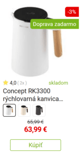 Rýchlovarná kanvica s teplomerom Concept RK3300 rýchlovarná kanvica nerezová Salt & Pepper 1,5 l, biela