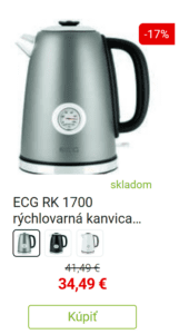 Rýchlovarná kanvica s teplomerom ECG RK 1700 rýchlovarná kanvica Magnifica Antracito