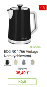 ECG RK 1766 Vintage Nero rýchlovarná kanvica