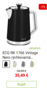 ECG RK 1766 Vintage Nero rýchlovarná kanvica