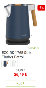 ECG RK 1768 Strix Timber Petrol rýchlovarná kanvica