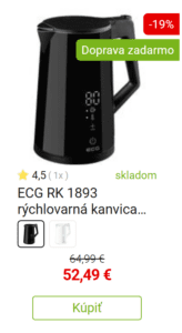 ECG RK 1893 rýchlovarná kanvica Digitouch Black