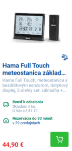 Meteostanica Planeo Hama Full Touch meteostanica základňa + bezdrôtový senzor