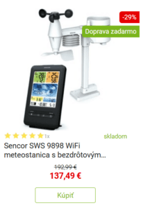 Meteostanica WiFi Sencor SWS 9898 WiFi meteostanica s bezdrôtovým snímačom 5v1