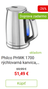 Rýchlovarná kanvica s teplomerom Philco PHWK 1700 rýchlovarná kanvica, 1,7 l