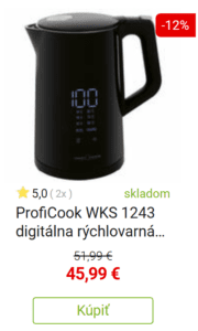 ProfiCook WKS 1243 digitálna rýchlovarná kanvica, čierna