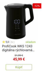 ProfiCook WKS 1243 digitálna rýchlovarná kanvica, čierna