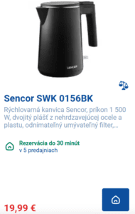 Rýchlovarná kanvica 1l Sencor SWK 0156BK