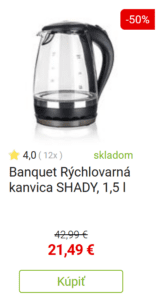 Rýchlovarná kanvica akcia