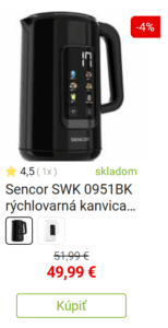 Rýchlovarná kanvica akcia