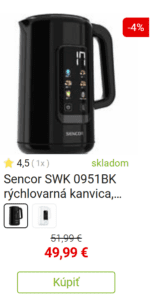 Sencor SWK 0951BK rýchlovarná kanvica, čierna