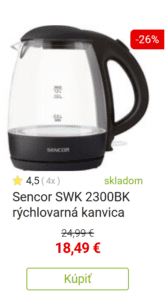 Sencor SWK 2300BK rýchlovarná kanvica