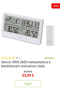 Sencor SWS 3600 meteostanica s bezdrôtovým snímačom, biela