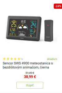 Sencor SWS 4900 meteostanica s bezdrôtovým snímačom, čierna