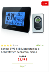 Sencor SWS 51B Meteostanica s bezdrôtovým senzorom, čierna