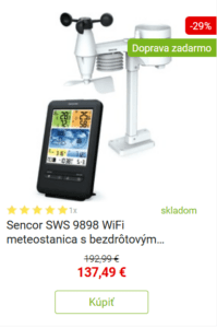 Sencor SWS 9898 WiFi meteostanica s bezdrôtovým snímačom 5v1