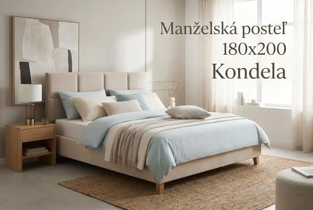 Manželská posteľ 180x200 Kondela – moderný dizajn, kvalitné materiály a pohodlie pre každú spálňu.