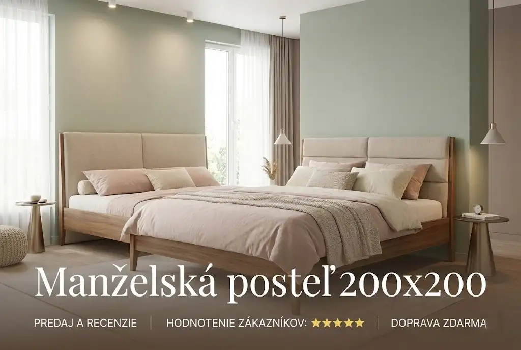 Manželská posteľ 200x200 – moderný dizajn, kvalitné materiály a maximálne pohodlie pre vašu spálňu.