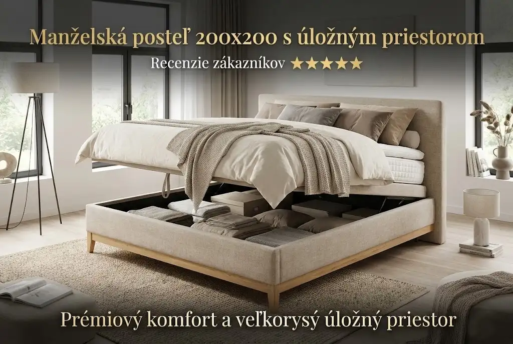 Manželská posteľ 200x200 s úložným priestorom