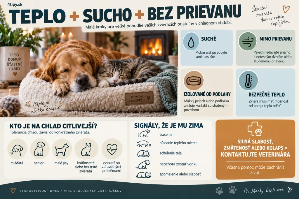 Teplé a suché miesto pre psa a mačku v zime – zimný pelech pre domáce zviera, ochrana pred prievanom, vlhkosťou a studenou podlahou, suchá srsť, bezpečný priestor na spanie, ochrana psa a mačky pred podchladením, mrazom a chladom počas jesene a zimy.